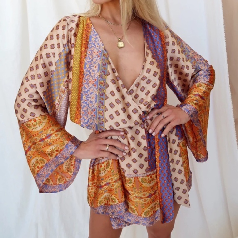12th Tribe Multicolor Kimono Dress - size